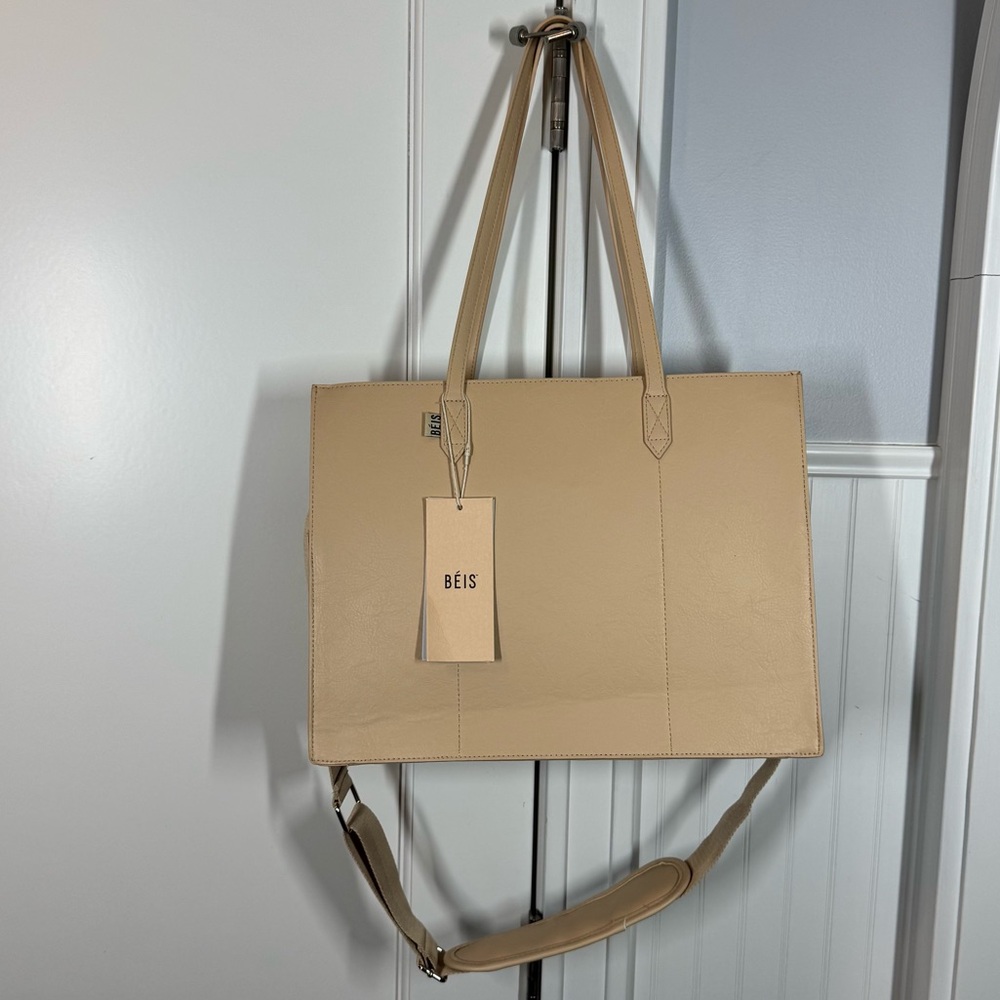 BEIS The Mini Work Tote Beige travel commute office school nwt